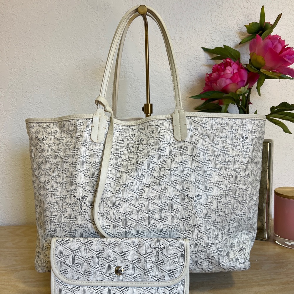 [SOLD] Goyard White Saint Louis PM Tote Bag with pouch and dustbag